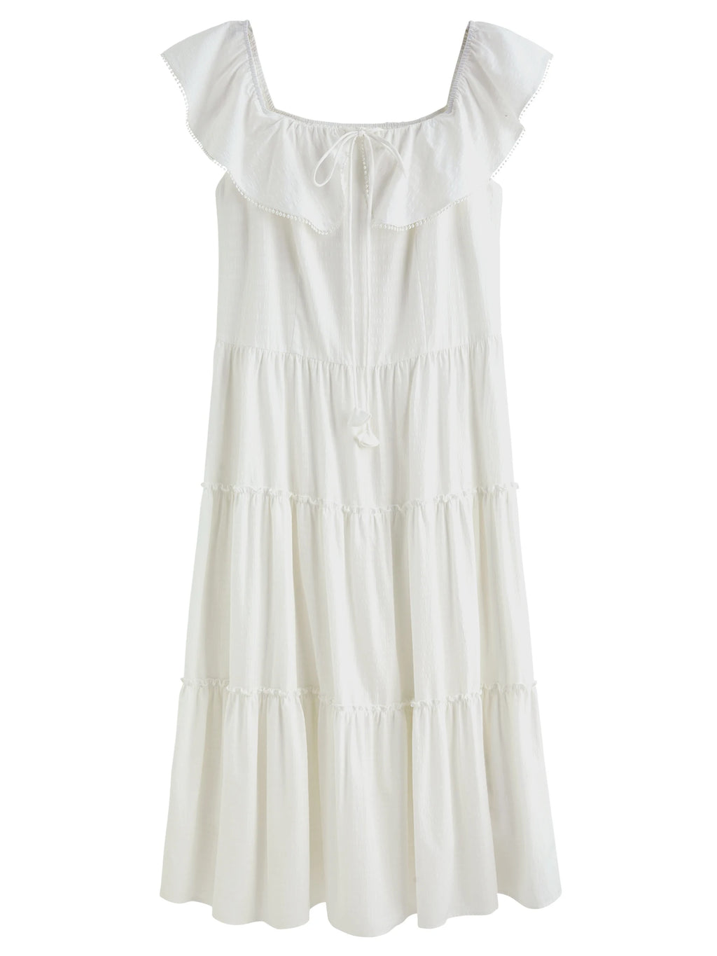 DUSHU Plus Size Ruffled Cake Shape Pink White Dress For Women 2025 Summer New Arrival Elegant French Style Long Dress