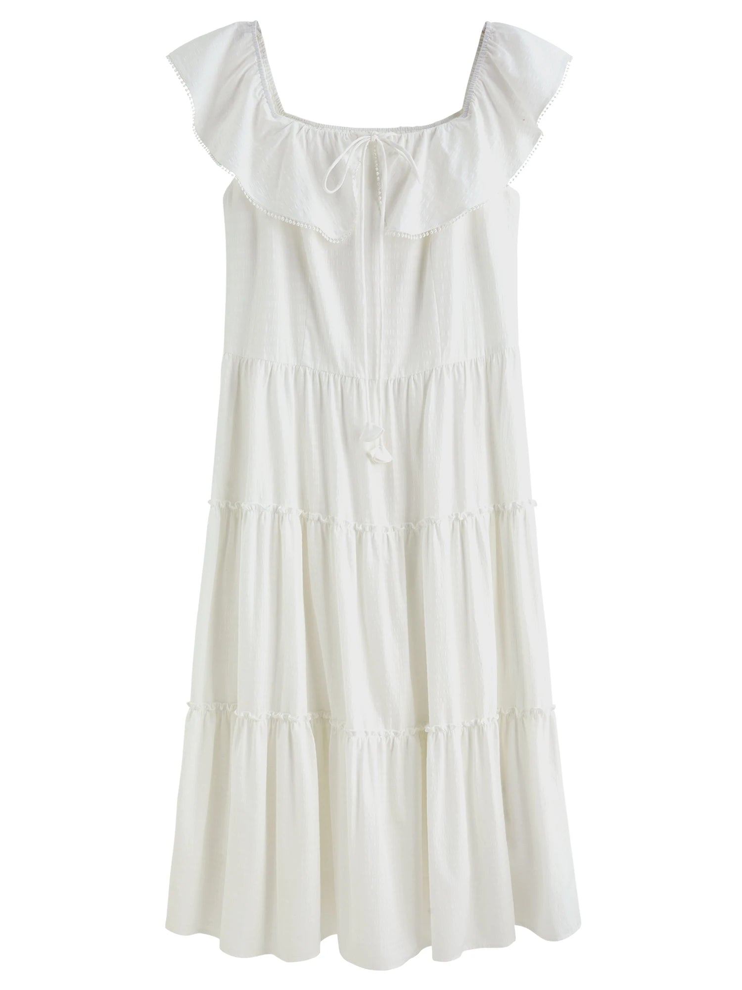 DUSHU Plus Size Ruffled Cake Shape Pink White Dress For Women 2025 Summer New Arrival Elegant French Style Long Dress
