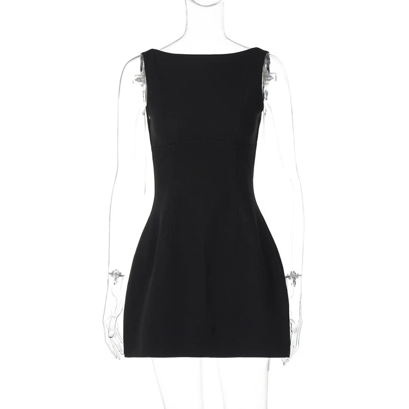 TARUXY Sleeveless Sexy Strapless Mini Dress Solid Patchwork High Waist Summer Fashion Female Bodycon Plunge Vacation Dress New