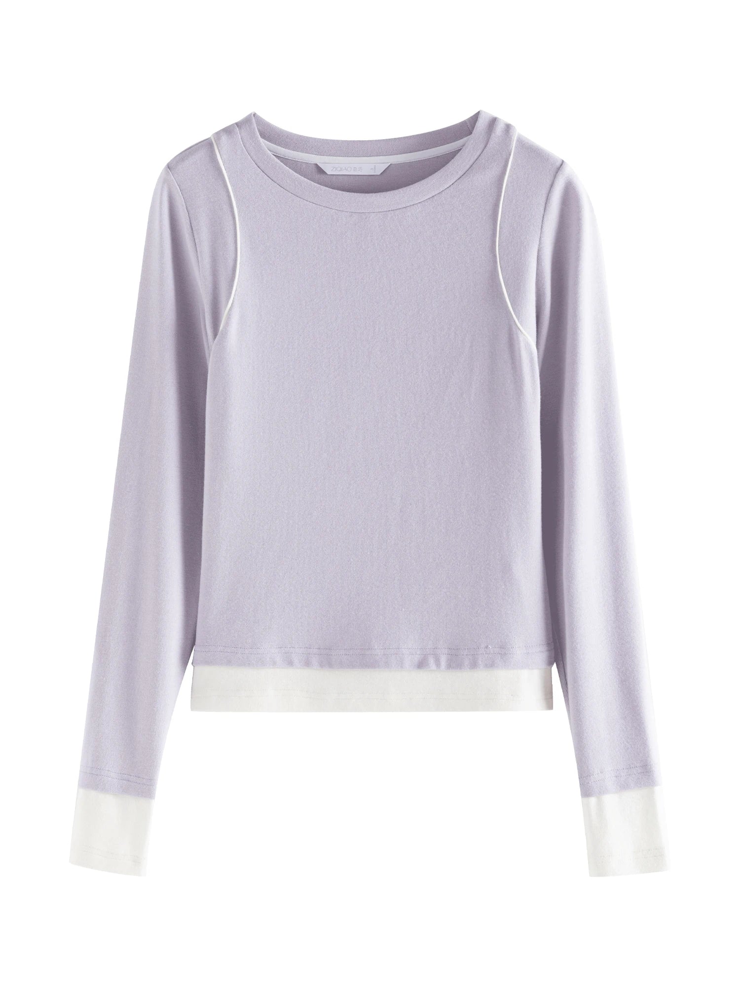 ZIQIAO Casual Versatile T-shirt Women's Long Sleeves 2024 Autumn New Design Round Neck Slim Fit Top For Female 24ZQ93063