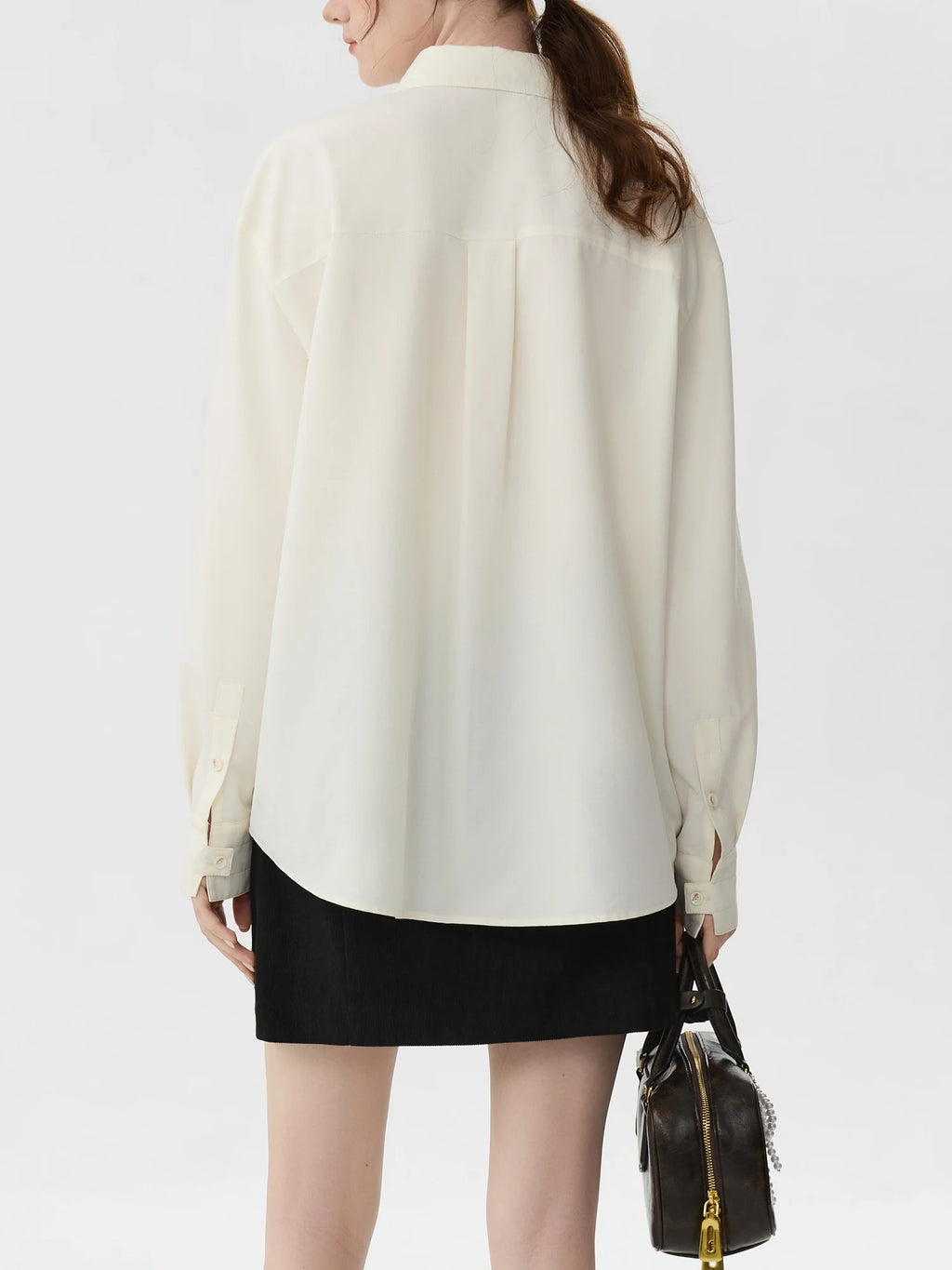 FSLE Women Beige Long Sleeve Shirts French Style Ruffle Drop Sleeve Commuter Shirt Office Lady 2024 Winter New Blouse 24FS14652