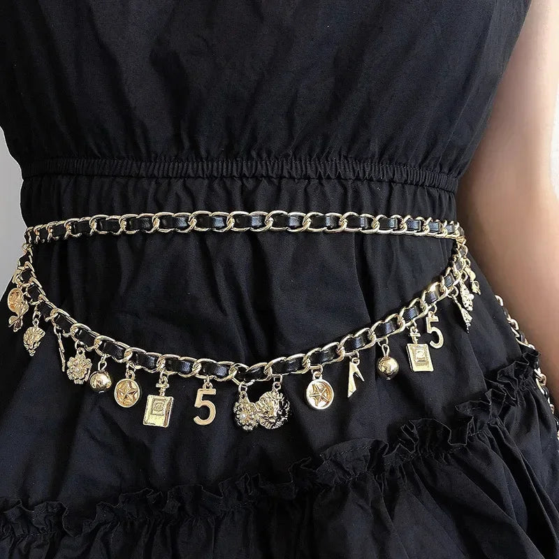 Bohemia Style Multi-layer Tassel Chain Belts for Dress Jean Skirt Leather cc waistbelts