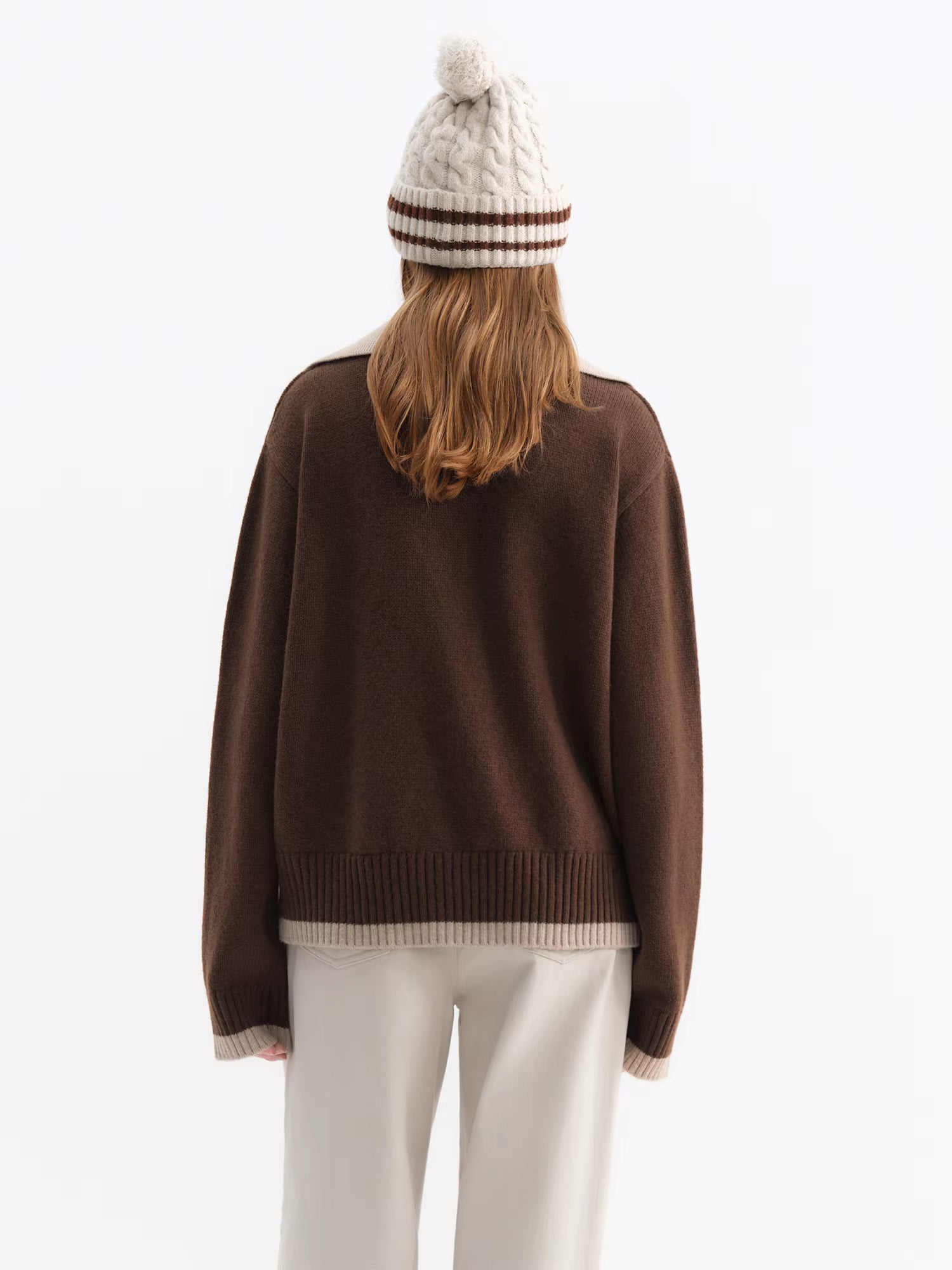 Fake Two-piece Design Pullovers Female Contrast Color Lapel Loose Casual Sweater for Women Winter 2025 New Style