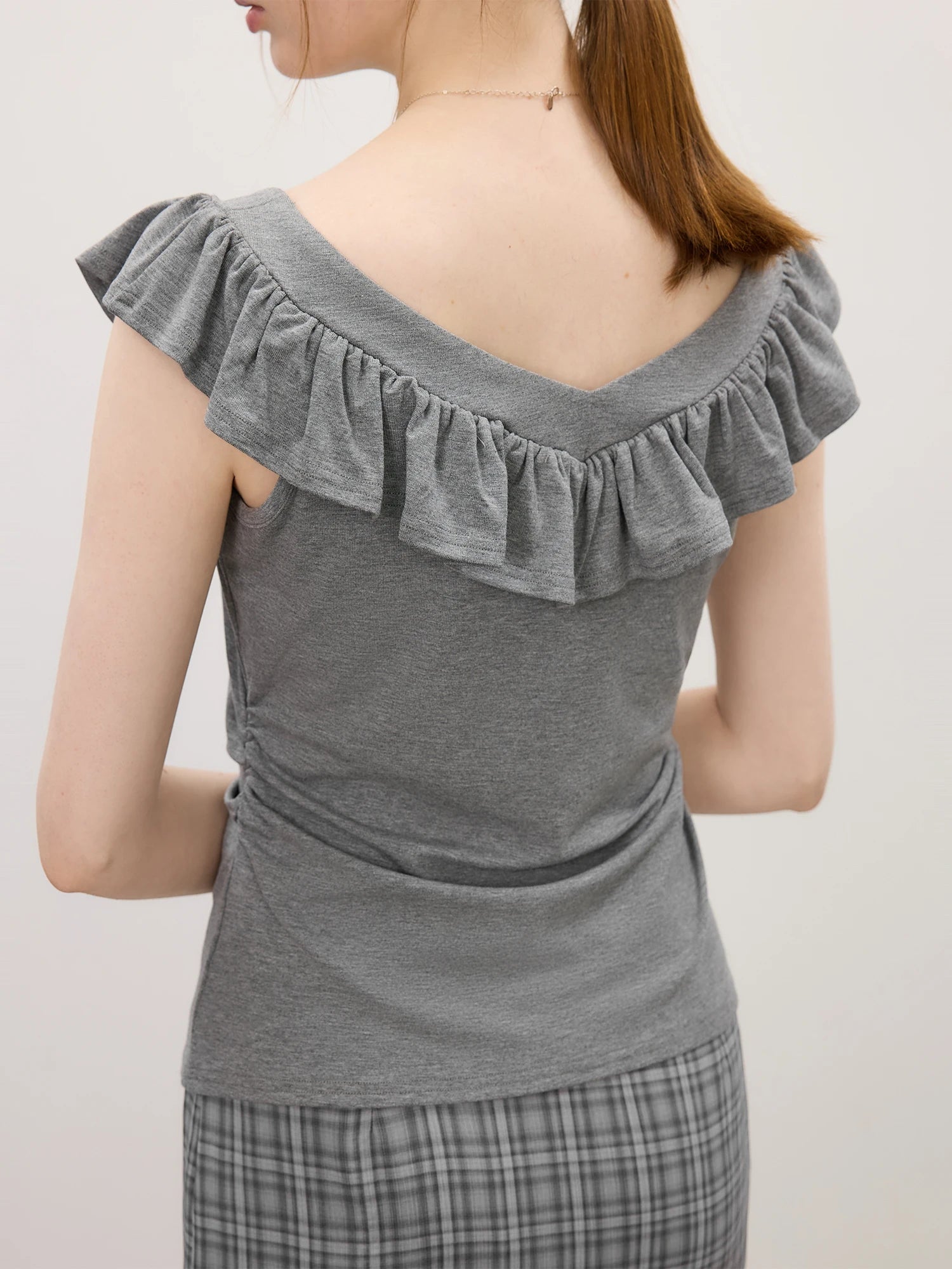 FSLE French Style Ruffled Small Flying Sleeve T-shirt for Women 2025 Summer New Waist Pleated Short Sleeves
