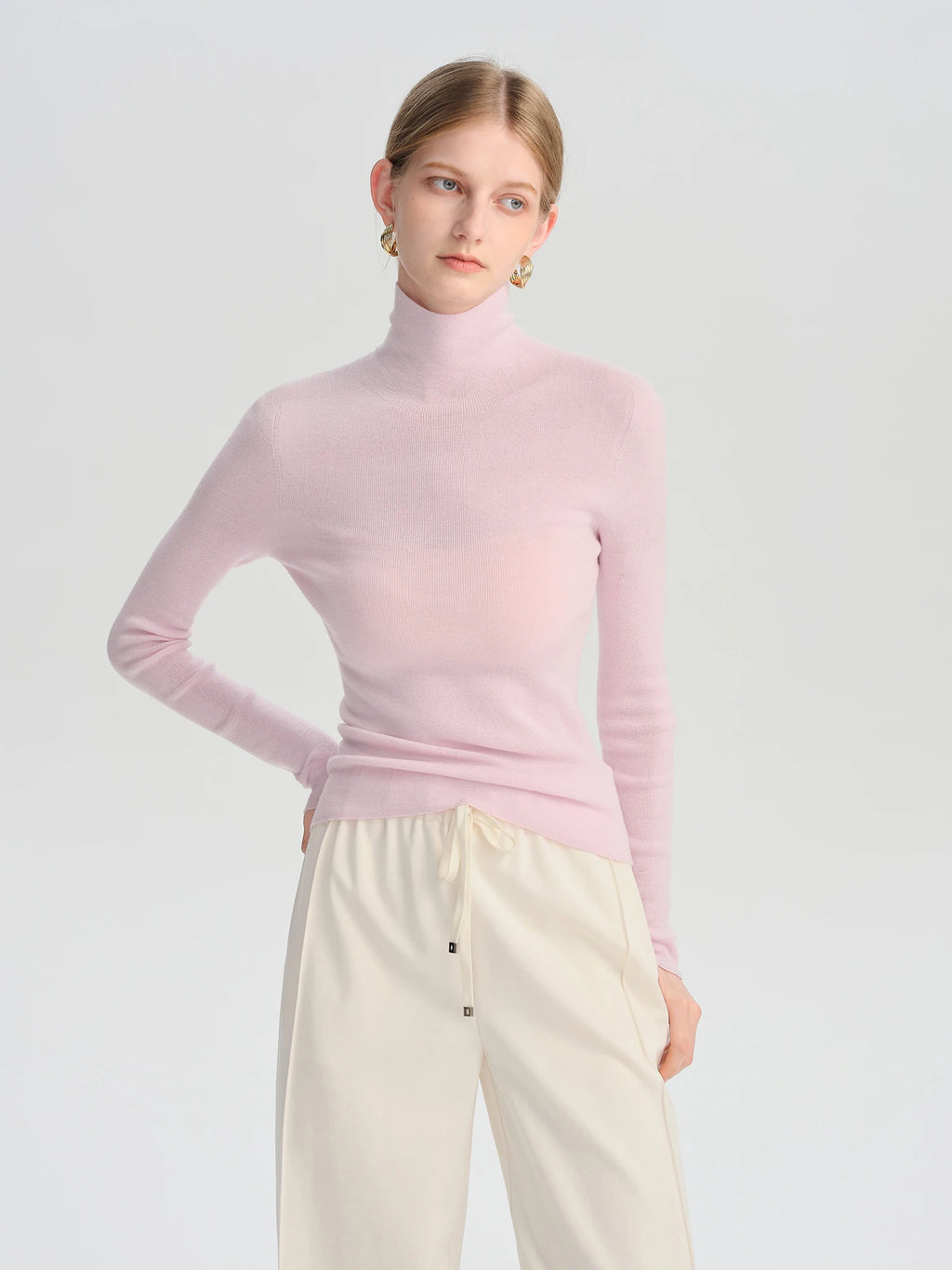 ZIQIAO Wool Sweater for Women Autumn and Winter New 18 Needle Nude Seamless Knitted Bottoming T-shirt