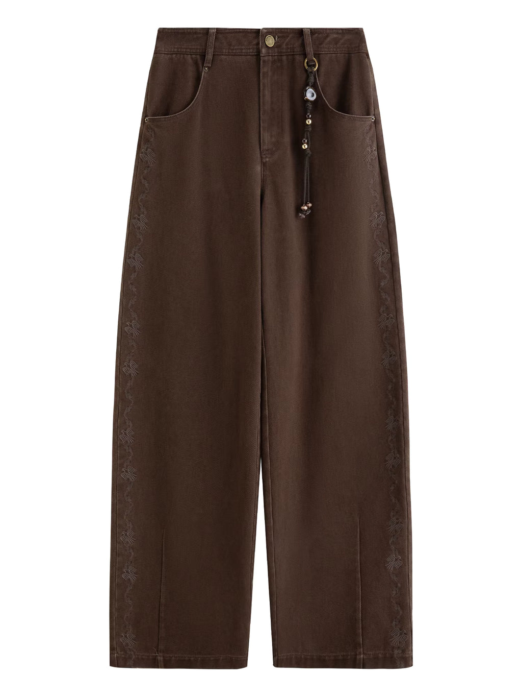 2025 Winter Women's Vintage Washed Embroidered Banana Jeans Curved High Waist Wide Leg Trousers Slim Fit Retro Pants