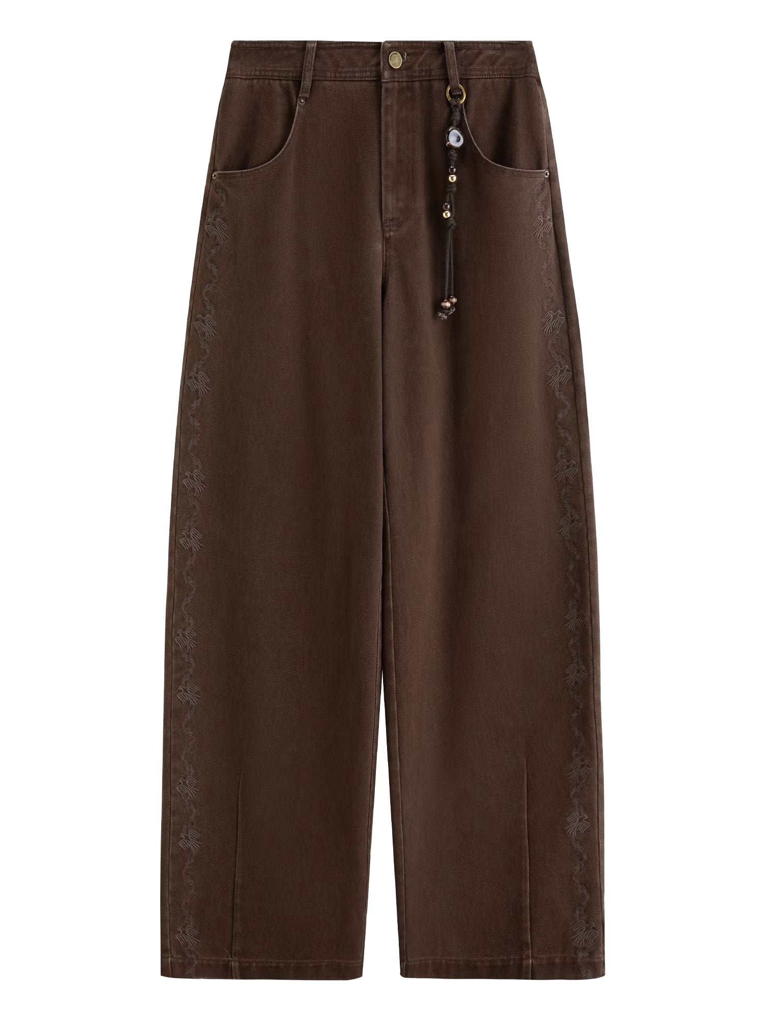 2025 Winter Women's Vintage Washed Embroidered Banana Jeans Curved High Waist Wide Leg Trousers Slim Fit Retro Pants