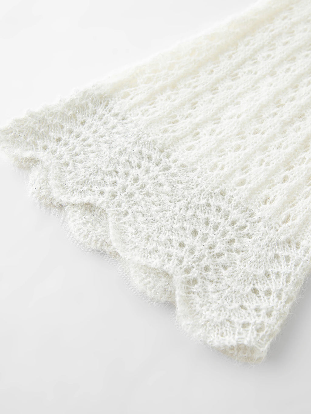 FSLE One-shoulder White Fairy Knitted Suit Set for Women Autumn 2025 New Hollow Wool Knitted Sweater