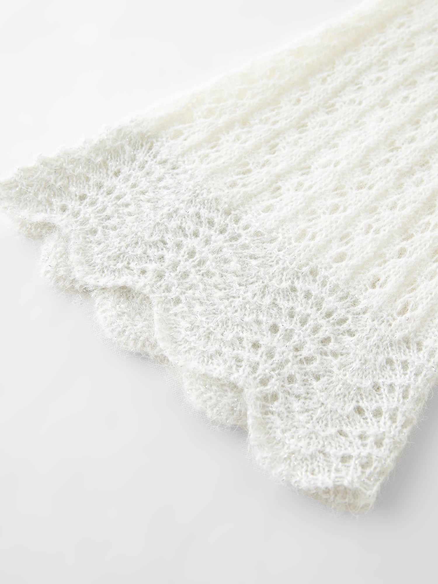 FSLE One-shoulder White Fairy Knitted Suit Set for Women Autumn 2025 New Hollow Wool Knitted Sweater