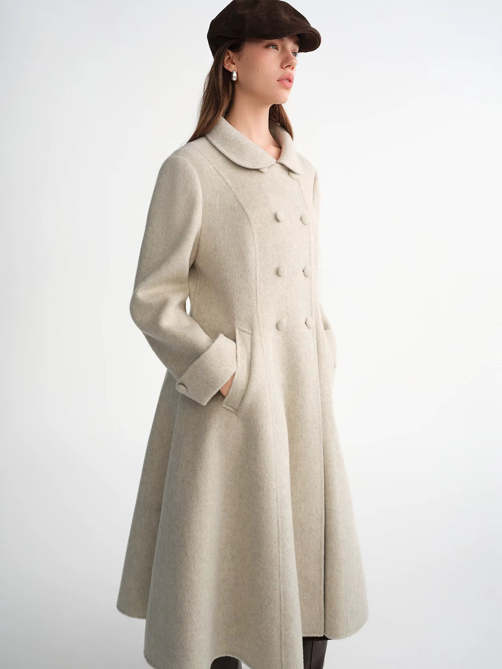 Plus Size Women's Double Breasted Tweed Overcoat 2025 Winter Elegant Loose Fit Long Coat Rich Aesthetic Hepburn Style 1 sold