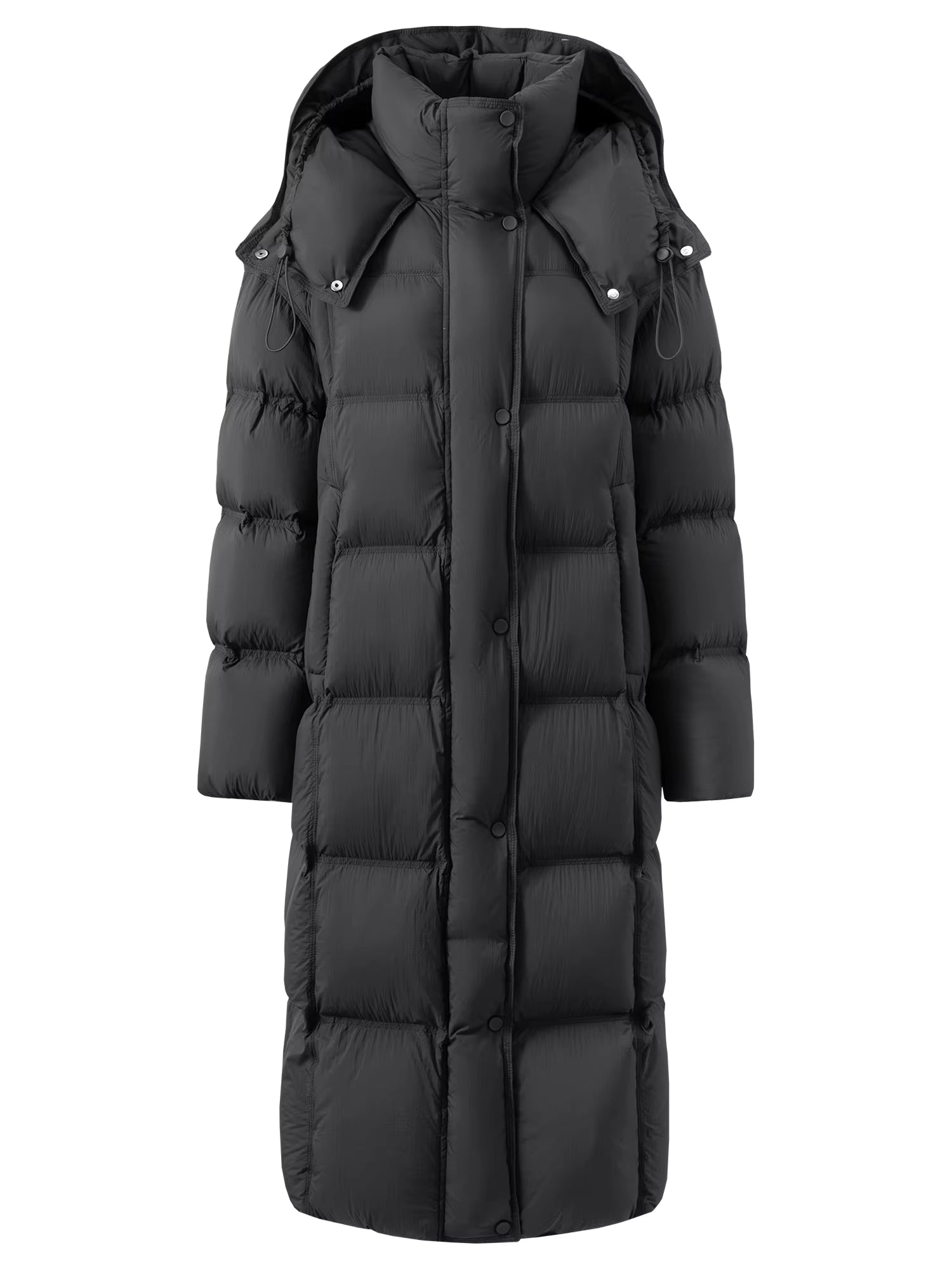 Winter New Women's Long Puffer Down Coat with Hood Two-Tone Color Block Thermal Insulated Jacket Heavy Warm Outerwear