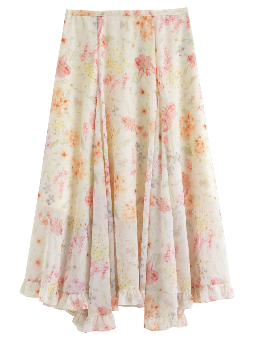 DUSHU Plus-Size Women's Ruffled Lace Floral A-Line Skirt 2025 Summer New Stylish Office Casual Skirts