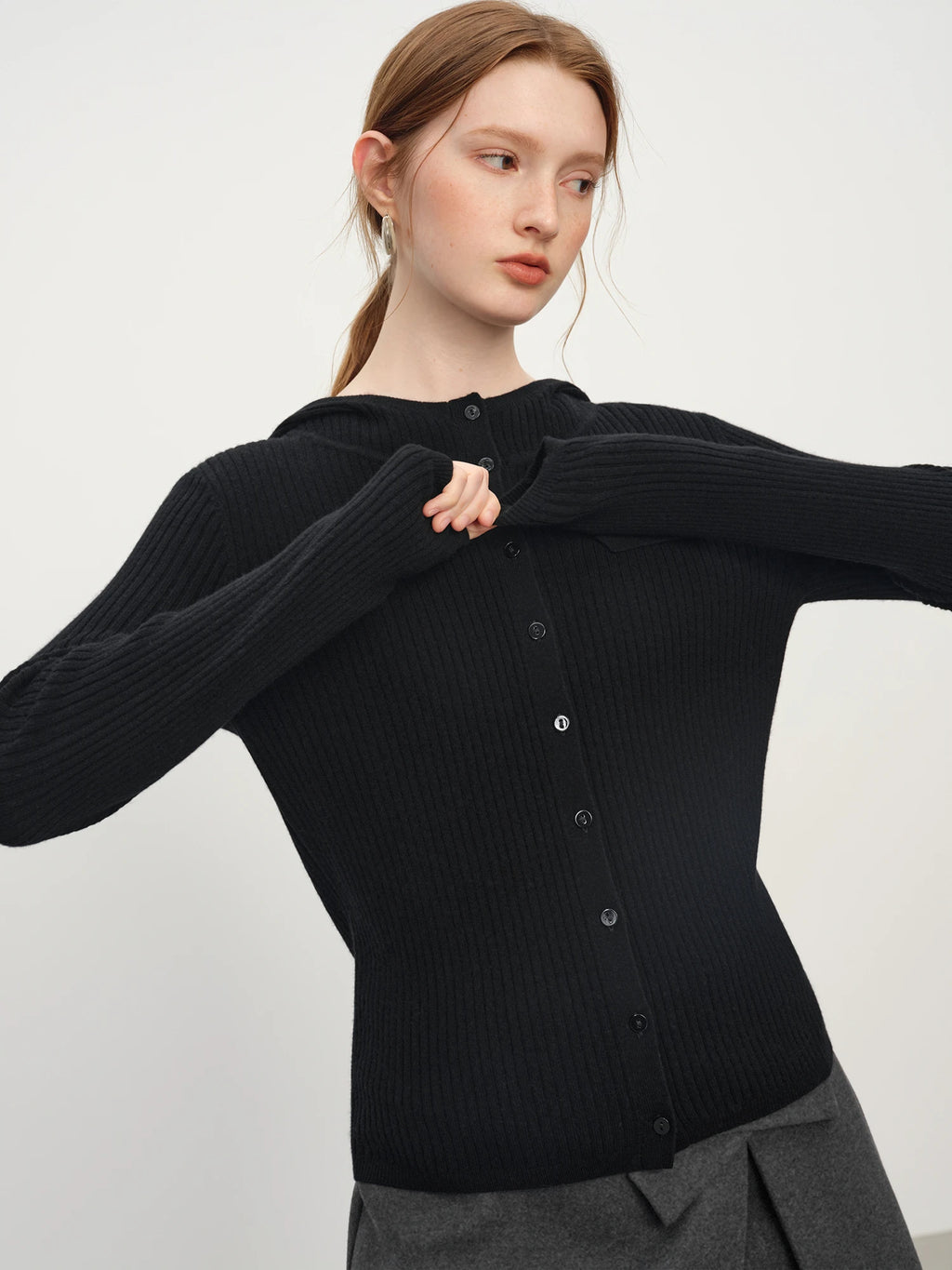 Winter 2025 Women's Hooded Knit Cardigan - Stand Collar Pure Wool Open Front Coatigan Textured Design for Casual Elegance