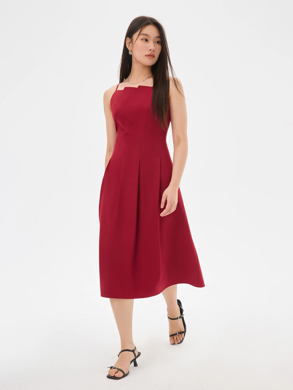 DUSHU 2025 Summer Women's Origami Collar Maxi Dress - Convertible Dual Silhouette & Waist-Emphasizing Elegance