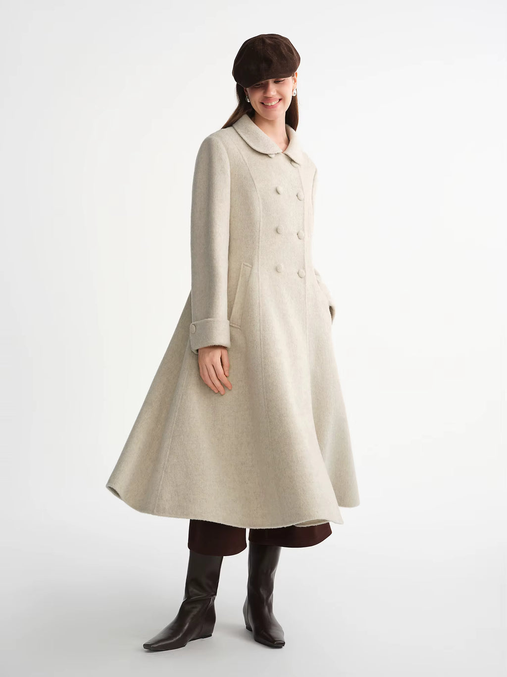 Plus Size Women's Double Breasted Tweed Overcoat 2025 Winter Elegant Loose Fit Long Coat Rich Aesthetic Hepburn Style 1 sold