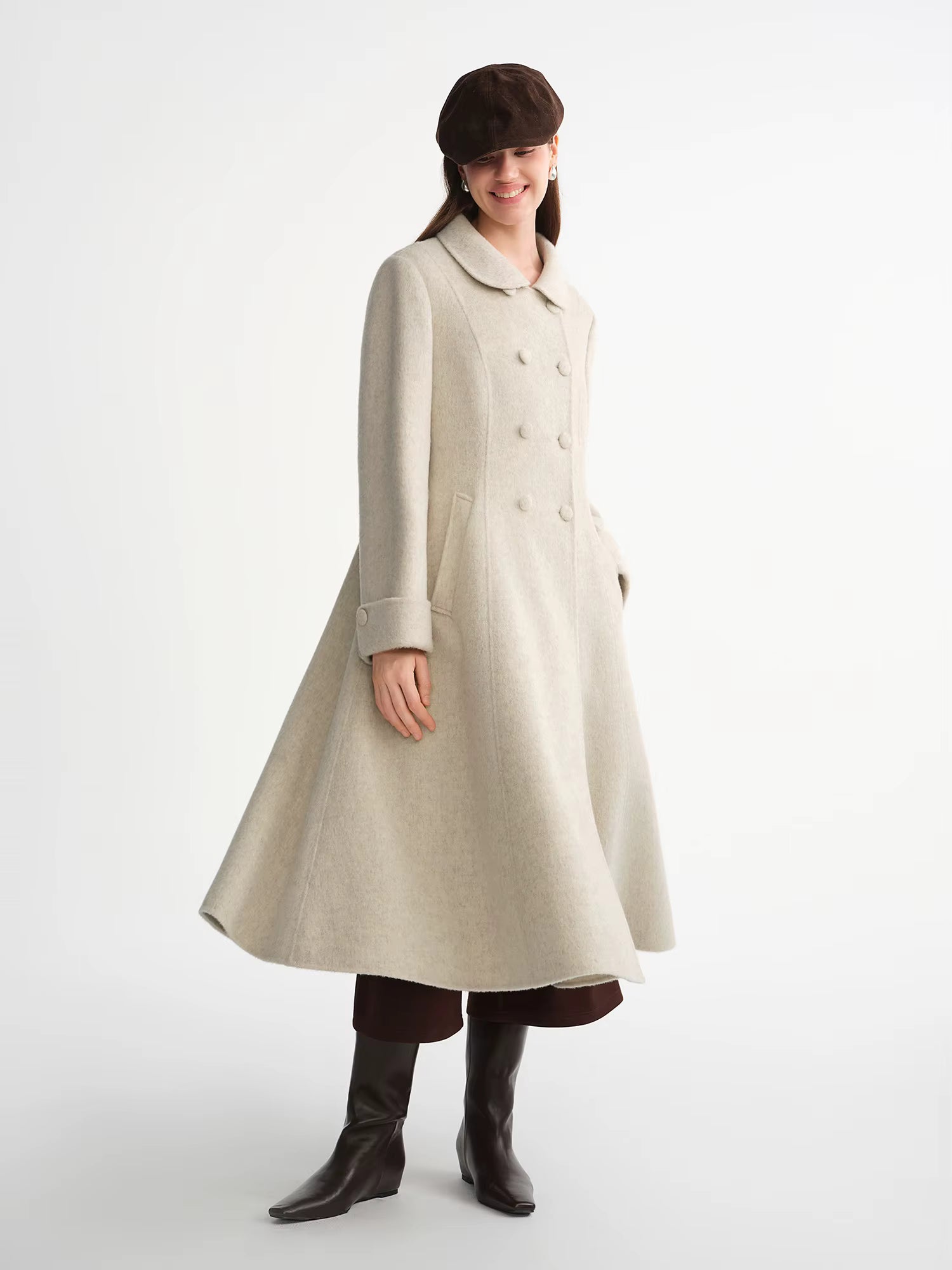 Plus Size Women's Double Breasted Tweed Overcoat 2025 Winter Elegant Loose Fit Long Coat Rich Aesthetic Hepburn Style 1 sold