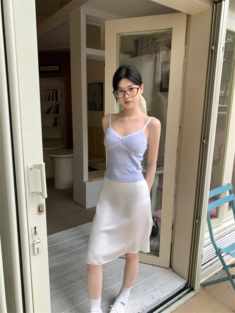 Women's Elegant Satin Mini Skirt with Bow Detail