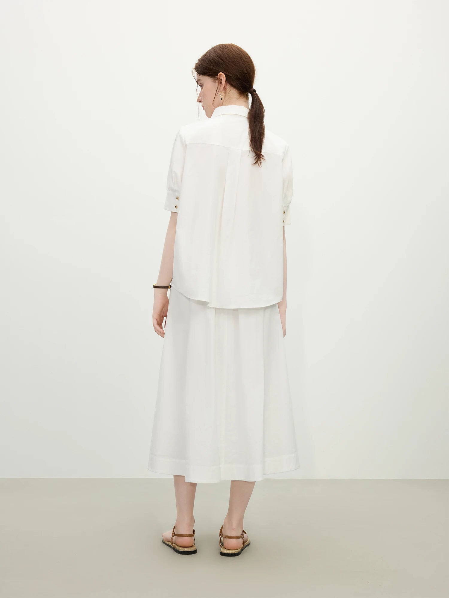 FSLE Elegant Temperament Style Commuting Lapel Short-sleeved Shirt For Women 2025 Summer New Design Formal