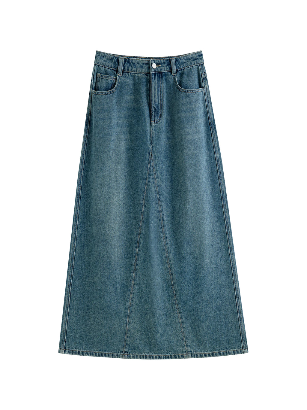 FSLE High Waist Long Versatile Casual Denim Skirt For Women 2024 Autumn New Commuting A-line Chic Skirt 24FS13015