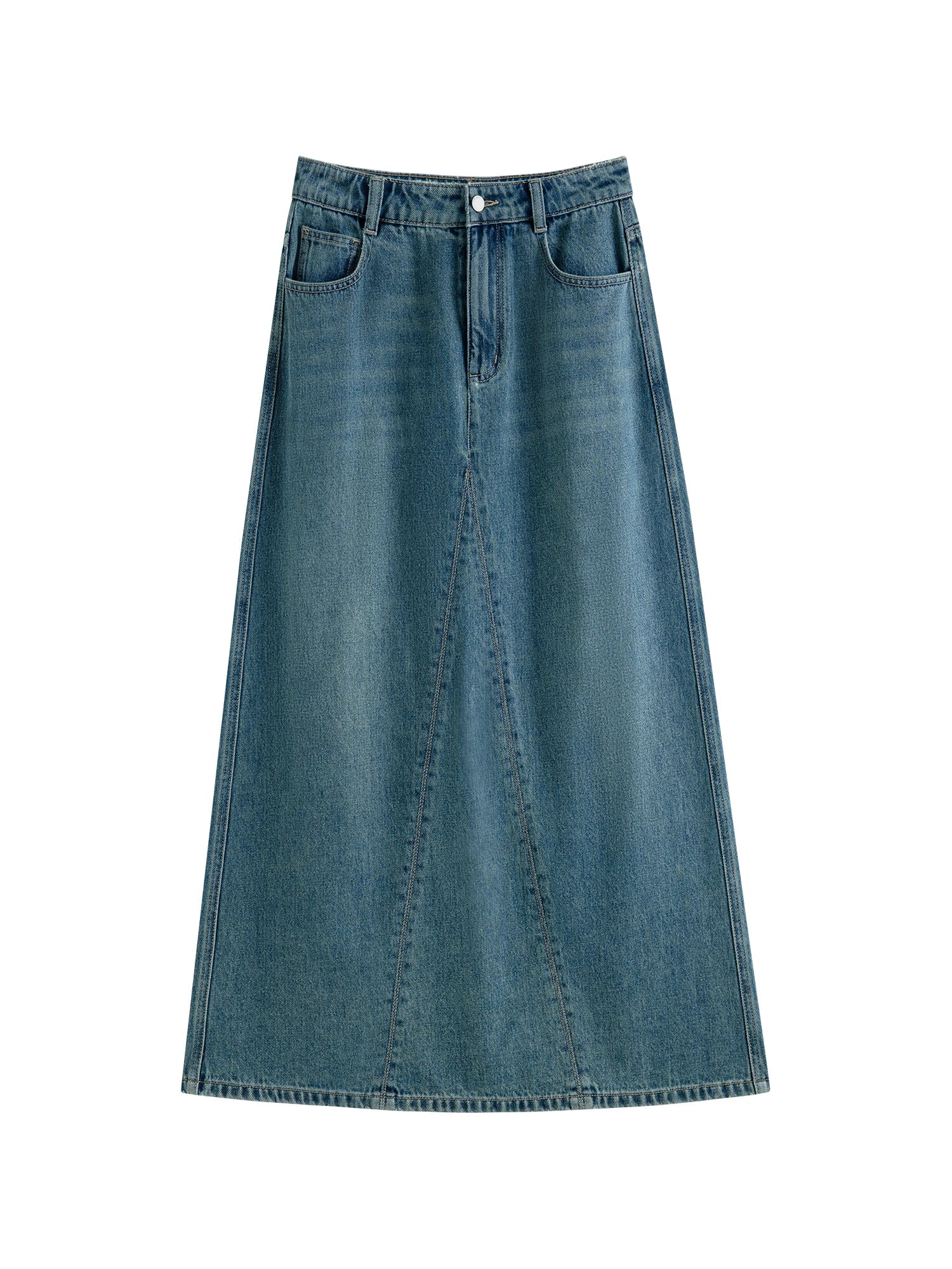 FSLE High Waist Long Versatile Casual Denim Skirt For Women 2024 Autumn New Commuting A-line Chic Skirt 24FS13015