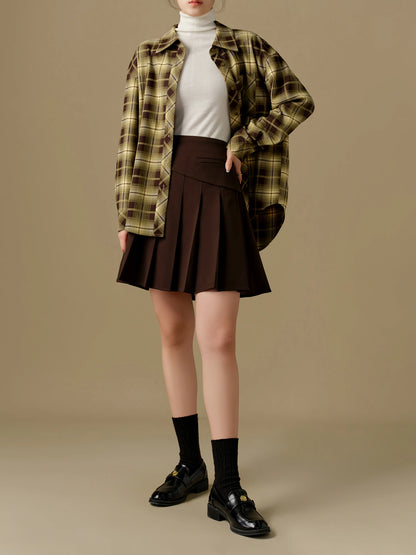 DUSHU Plus Size Irregular Casual Design Pleated Skirt for Winter 2024 Fashionable Slim Versatile Casual Loose 24DS84336