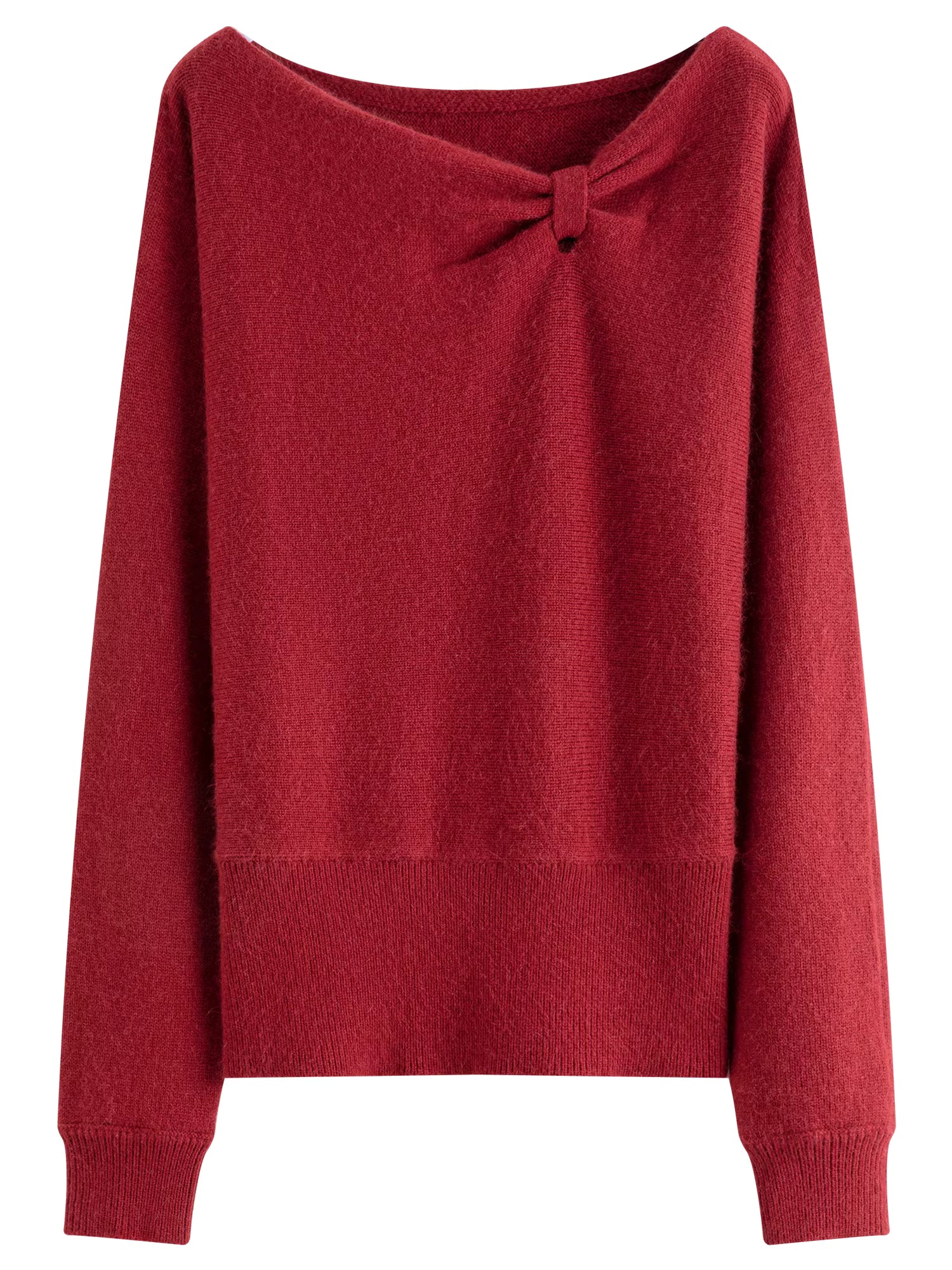 Soft Butterfly Pleated Close-Fitting Crew Neck Knit Sweater for Women Winter 2025 New Arrival Red Sweaters Sweet Pullovers