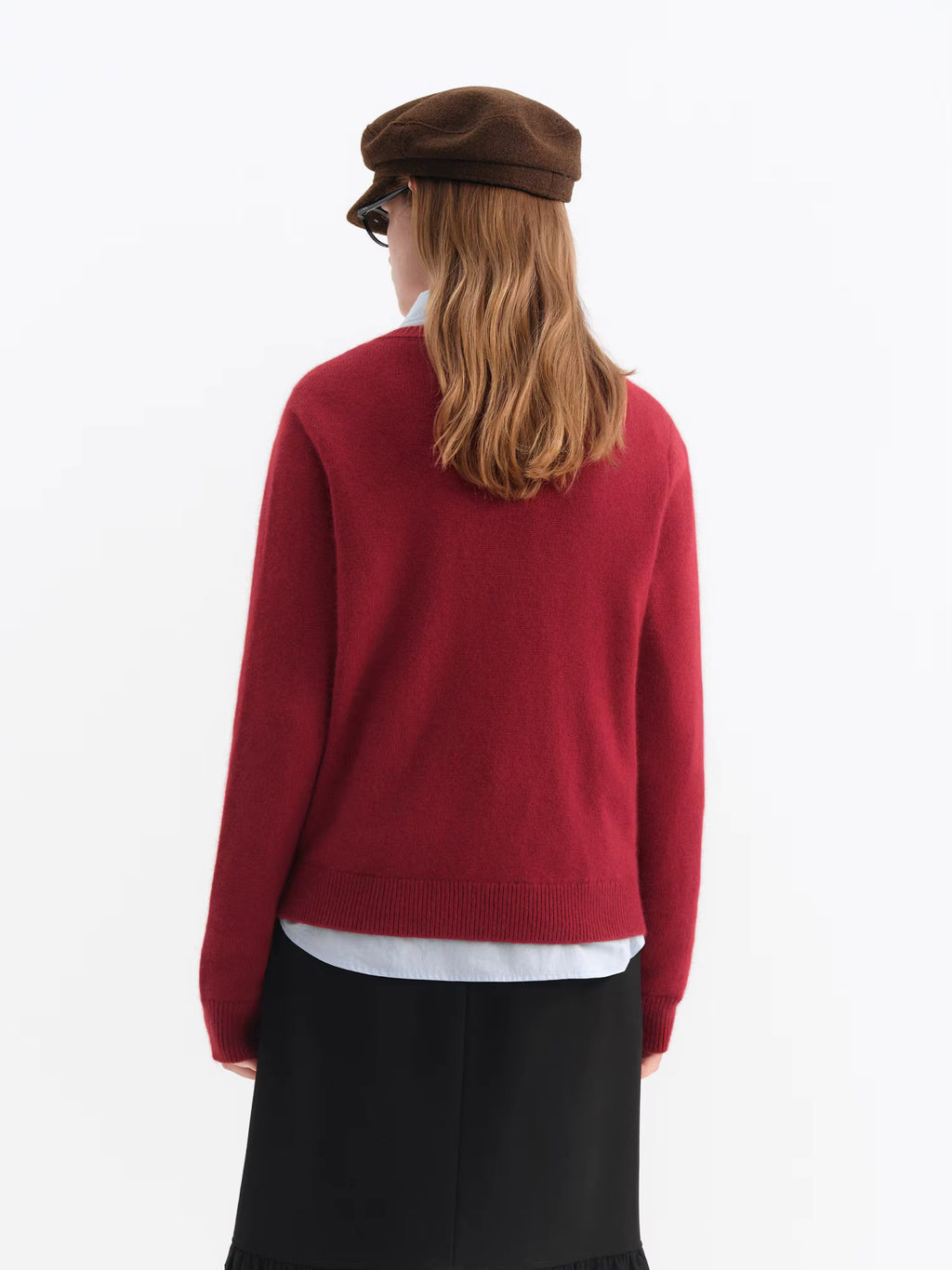 2025 Women's Red Christmas Block Embroidered Round Neck Vintage Knit Sweater Coat Cozy Holiday Party Pullover Casual Fit