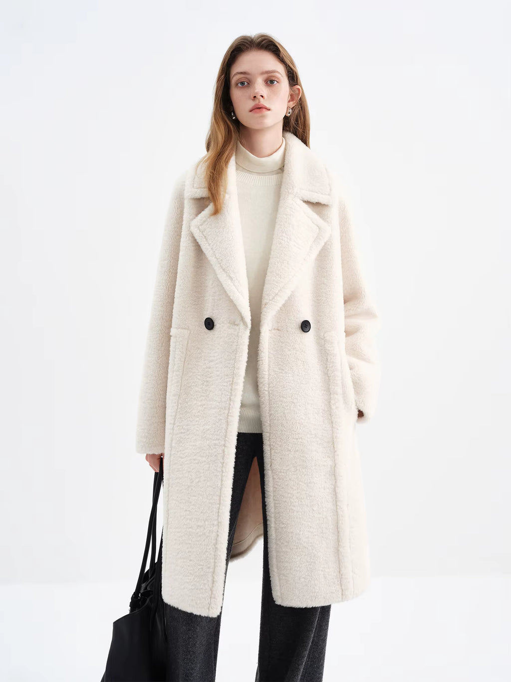Women's Suede Faux Fur Lamb Wool Coat Turn Down Collar 2025 Winter New Style Coat Furry Coat Simple Solid Commuting