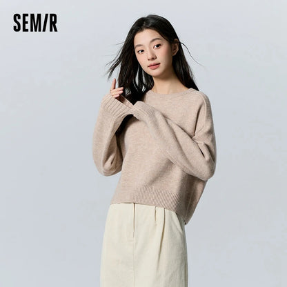 Semir Sweater Women Short Insert Shoulder Sleeve Oversize Winter 2024 New Gentle Plain Color Sweater