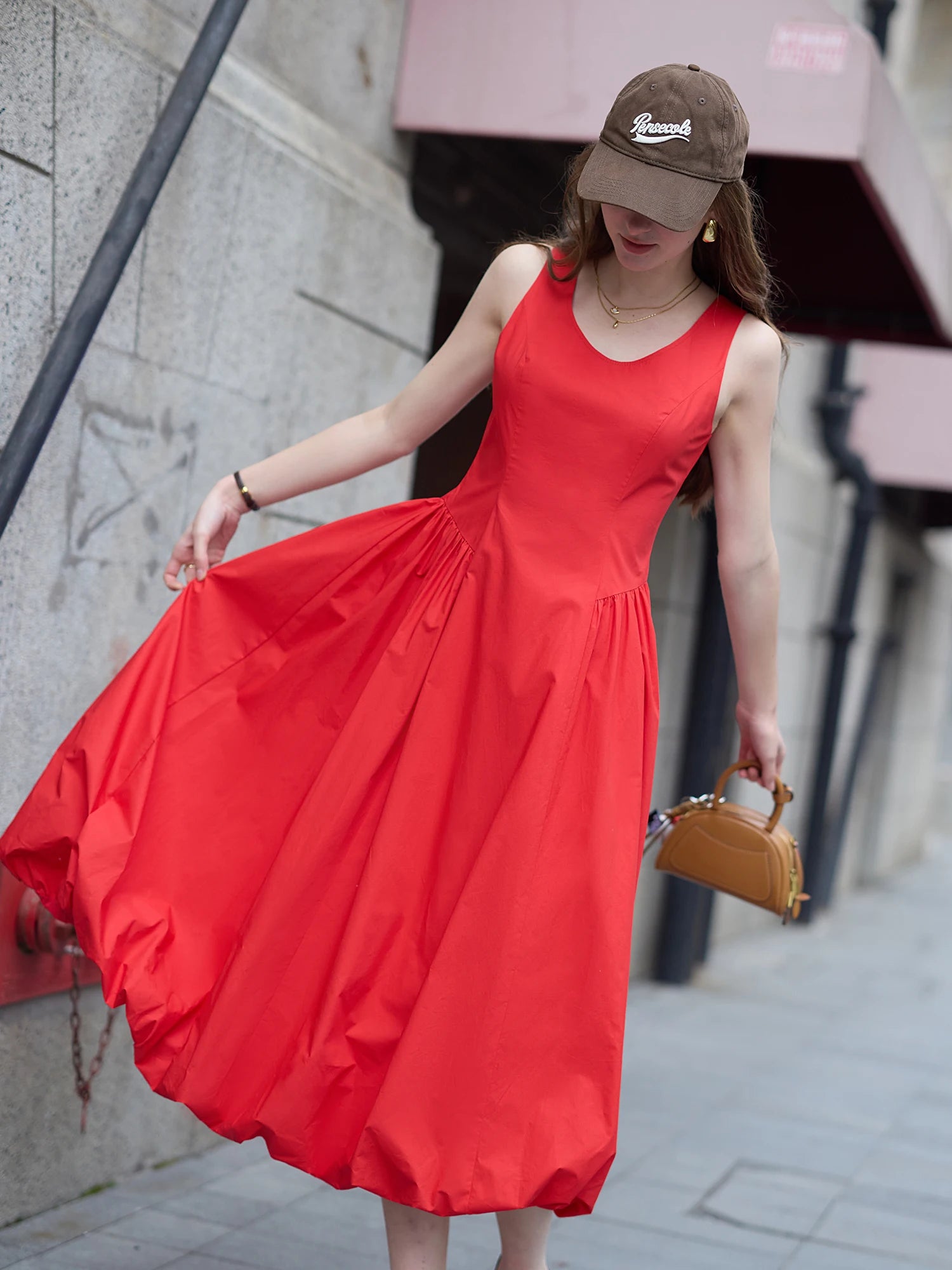 FSLE 【Two Length】Sweety Girly Long Dresses For Women 2025 Summer New Sleeveless Bud Chic Vest Dress