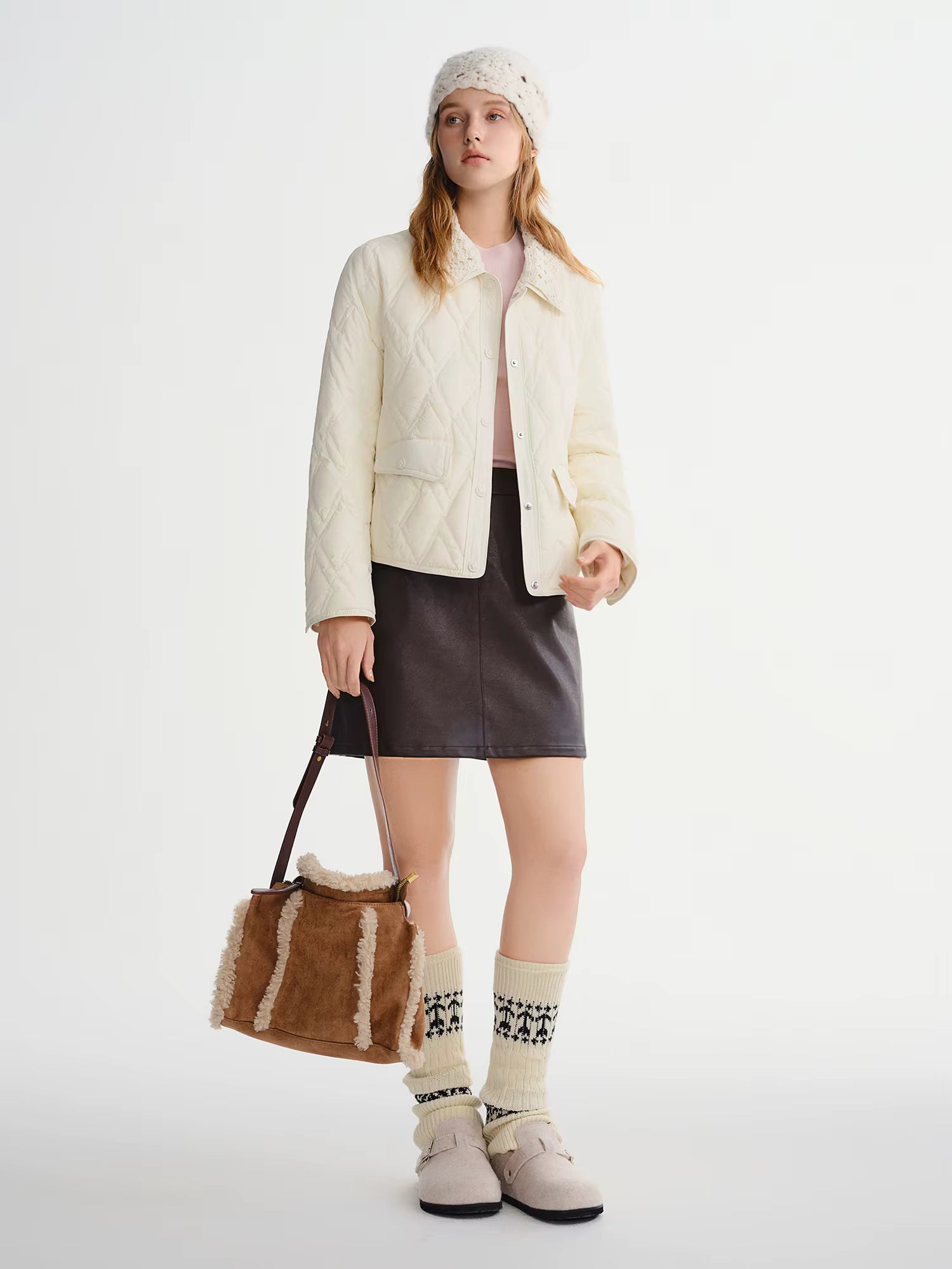 Plus-size Women High-waisted A-line Leather Skirt Winter 2025 New Arrival from the Bold Black Brown Collection Half Skirt