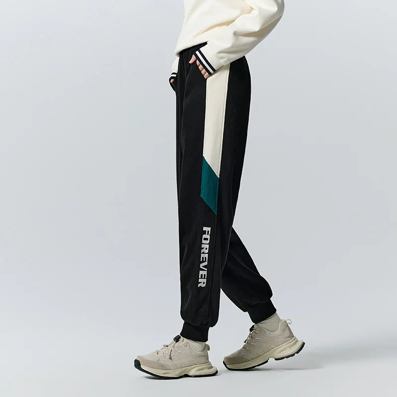 Semir Permanent Joint Casual Pants Women Color-Blocking Trousers Trendy Winter Fleece Ankle-Binding Sports Style Sweatpants