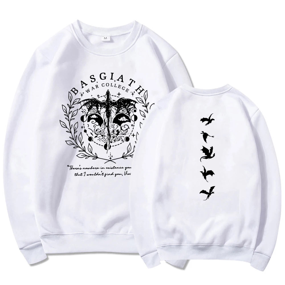 Fourth Wing Double-Sided Sweatshirt Basgiath War College Sweatshirt Dragon Rider Hoodie Bookish Sweater Long Sleeve Pullovers