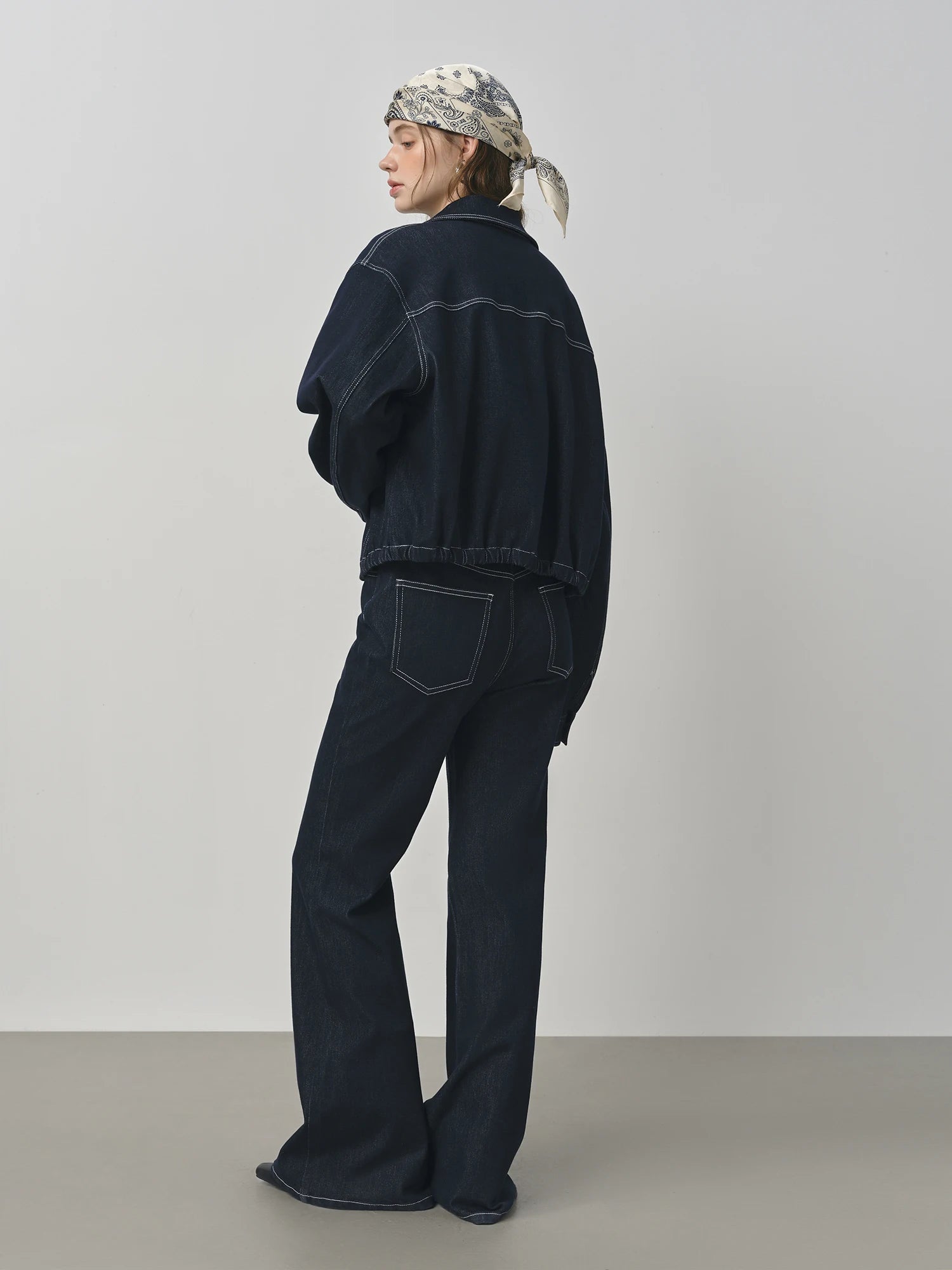 FSLE 2025 New Arrival Women Denim Versatile Classic Retro Hem Cowhide Jacket 2025 Autumn New Short Chic Vintage Jacket