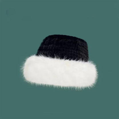 Korean Fashion Hat Women's Winter New Thick Warm Imitation Fur Simple Fisherman's Hat Imitation Mink Fur Ladies Mongolia Cap