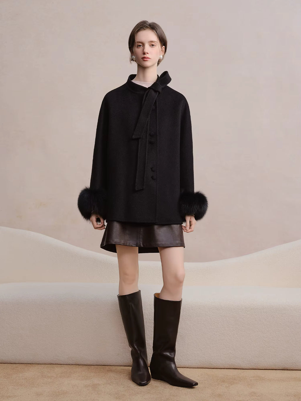 Winter 2025 Women's Double Faced Short Coat - Luxury Wool Blend Premium Tweed Jacket Casual Elegance for Daily Outwear