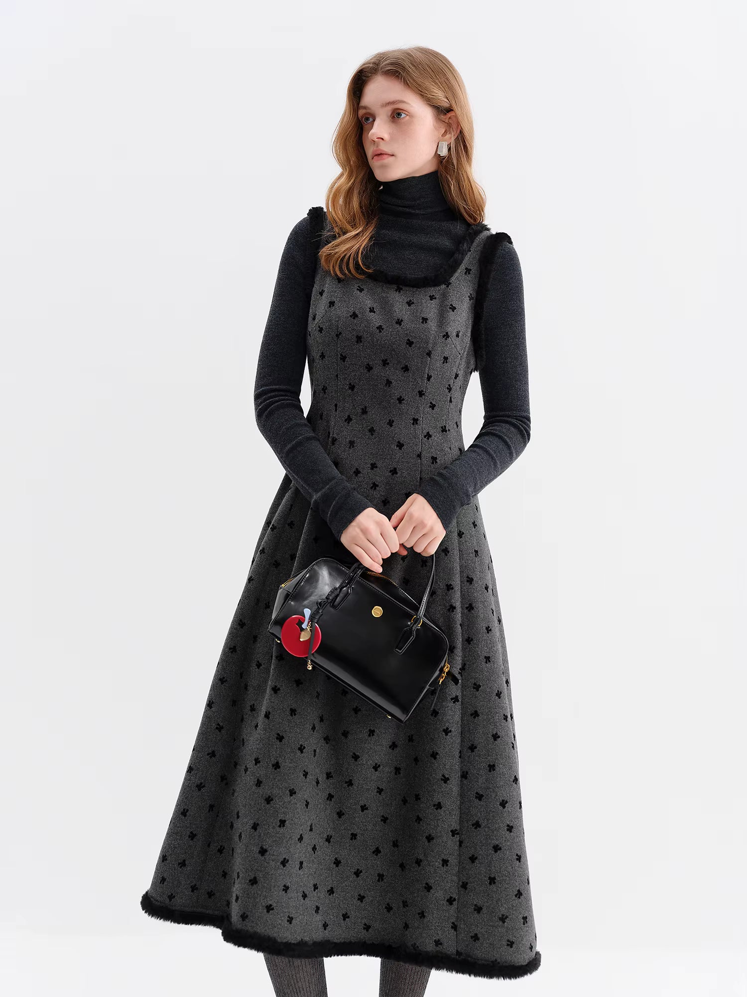 Sweet and elegant bow A-line sleeveless dress for women perfect for winter 2025 commuting leisure