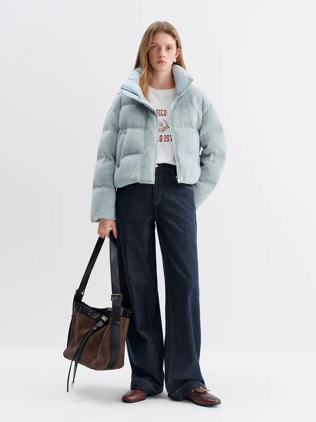 Short Knit Fabric Down Jacket Women Stylish Design Winter Outerwear 2025 Autumn Winter New Arrival Collection Down Coats