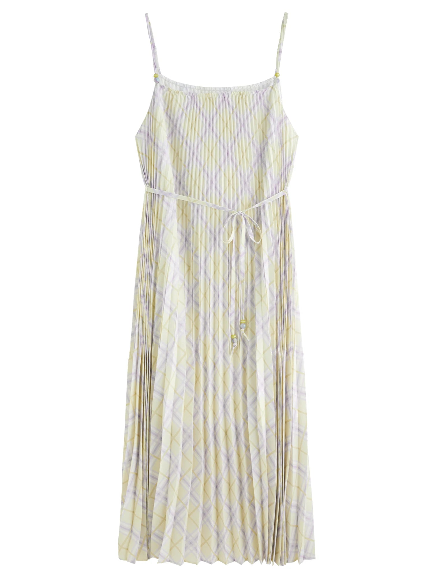 DUSHU 2025 Summer New Arrival Plus-size Rhombus Check Strap Dress for Women - Beach Resort Style, Perfect for Curvy Girls