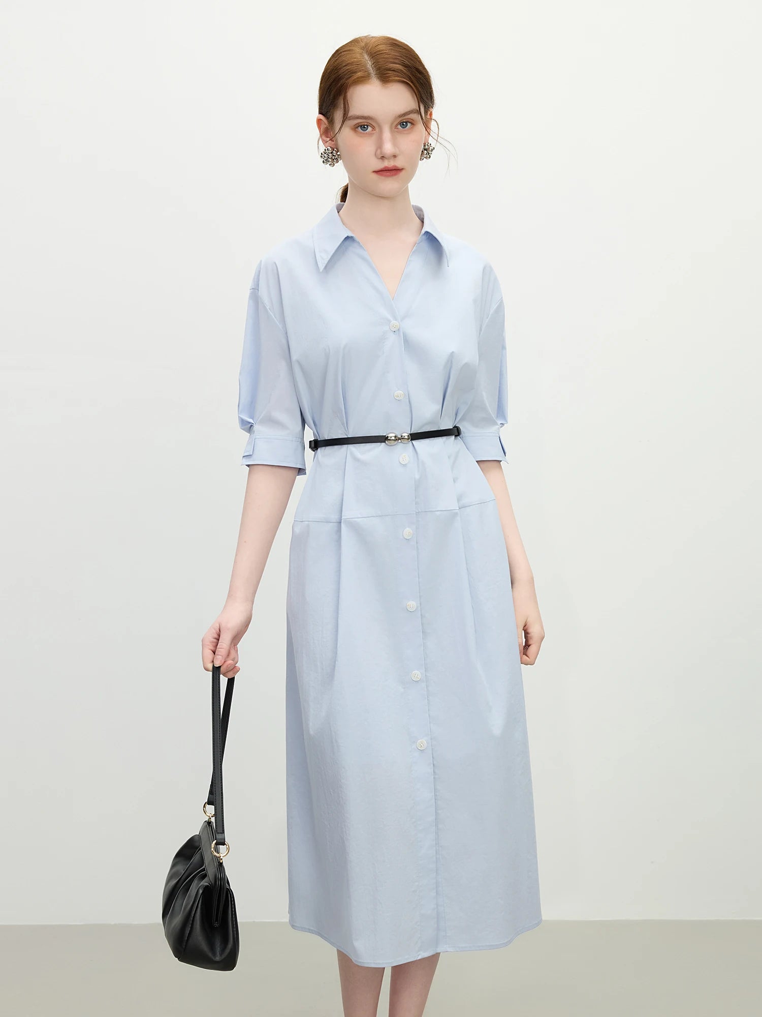 FSLE Structured Waist-Defining Shirt Dress 2025 Summer Elegant Office To Interview Attire 3D Tailored Chiffon Formal