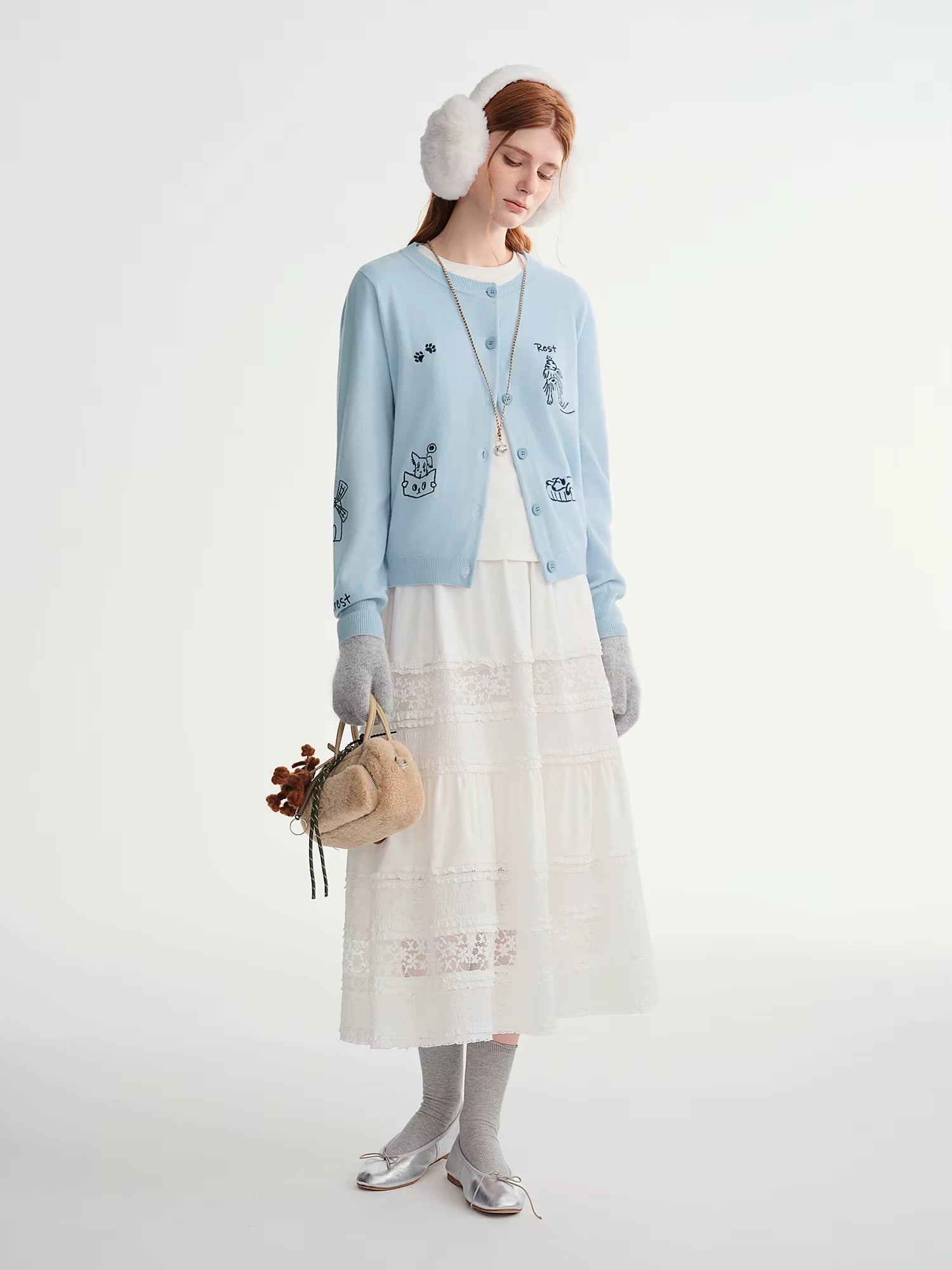 Plus-size Women's Clothing French Style Lace Appliqué Layered Cake Skirt 2025 Autumn Winter New Arrival Half-Skirt
