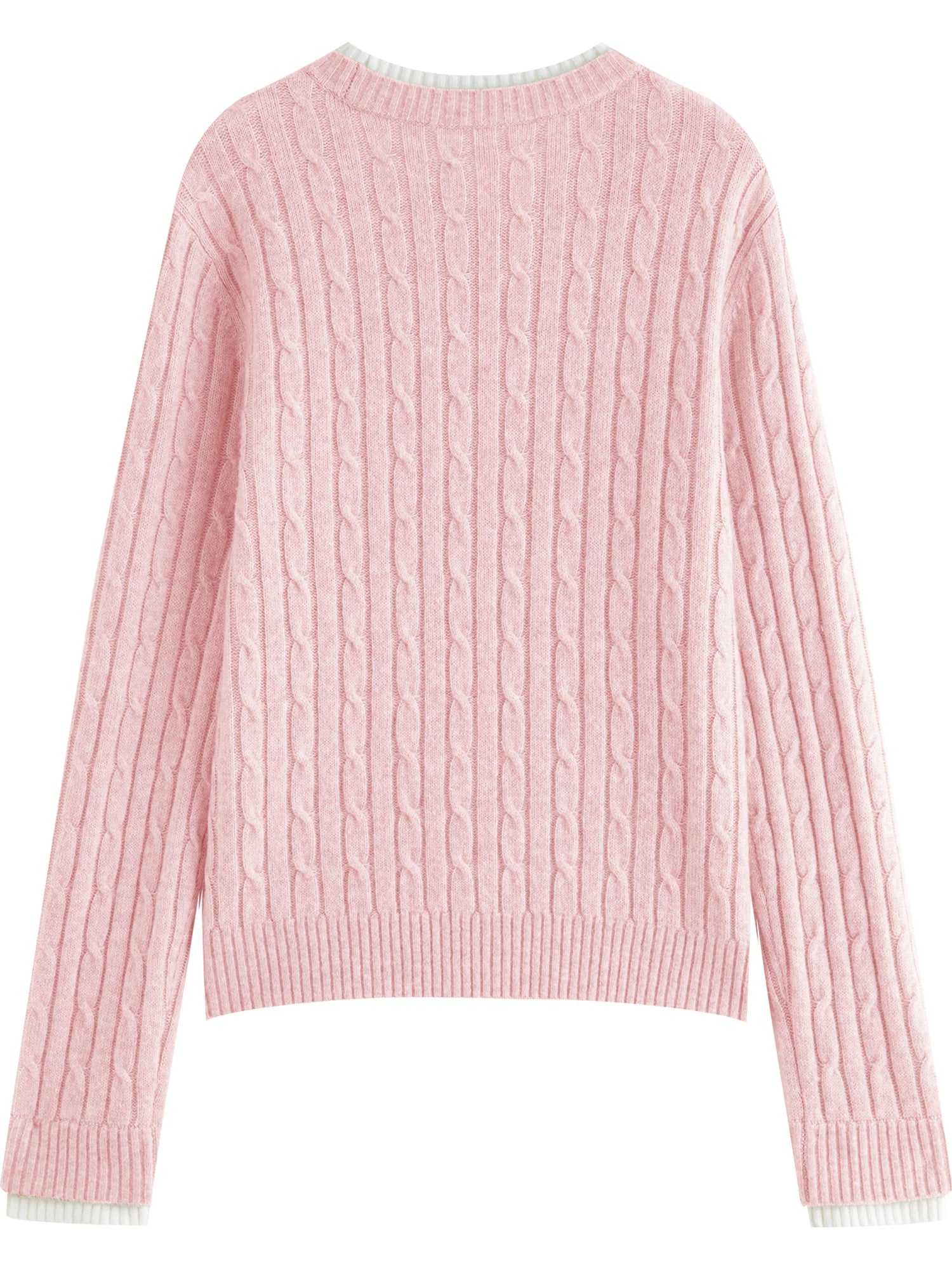 ZIQIAO-Petite Women's Mock Two-Piece Round Neck Jacquard Wool Knit Sweater Korean-Style Pullover Fall 2025 New Arrival Pullovers