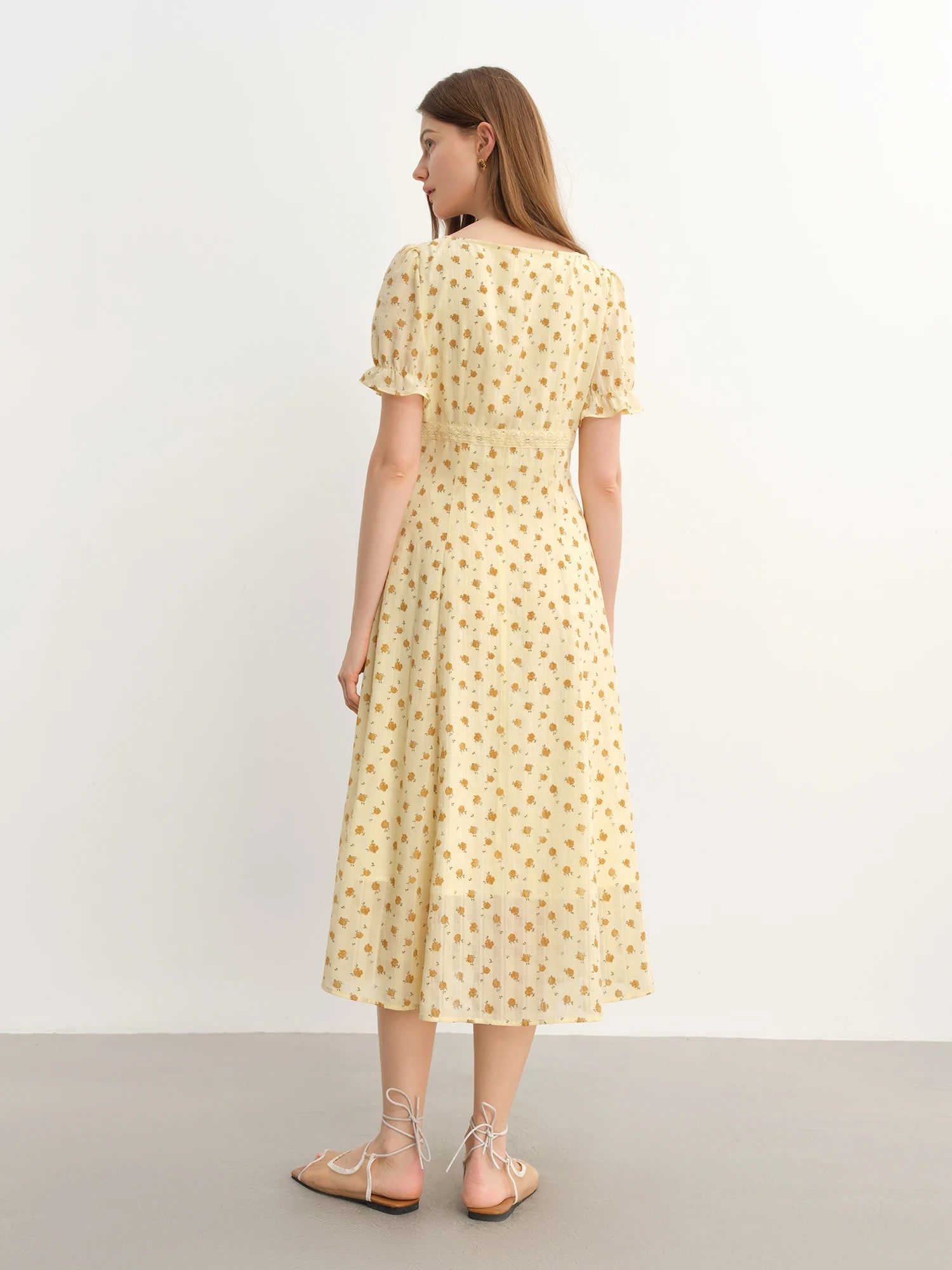 DUSHU Elegant Tailored Mid-Length Plus Size Women's French Lace Patchwork Floral Dress 2025 Summer New Dresses