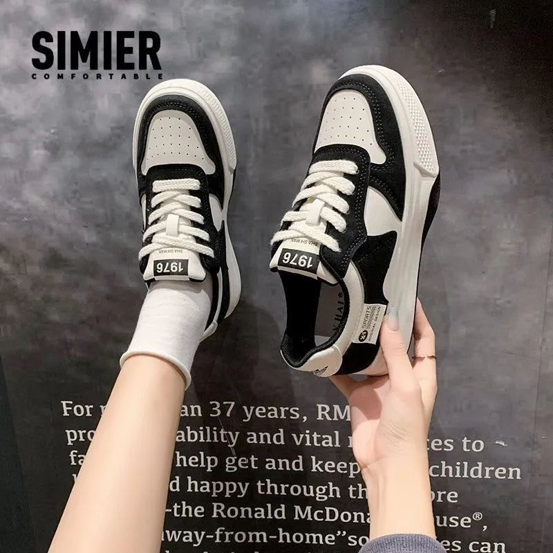 2024 Brand Leather Women's Sneakers White Platform Woman Sports Sneakers Female Vulcanized Shoes Sneakers Casual Ladies Trainers