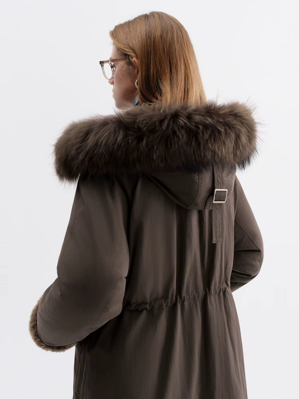 Women's Fur-Lined Down Parka with Wool Blending Mid-Length Winter Jacket for 2025 Winter New Arrival Long Hooded Jacket