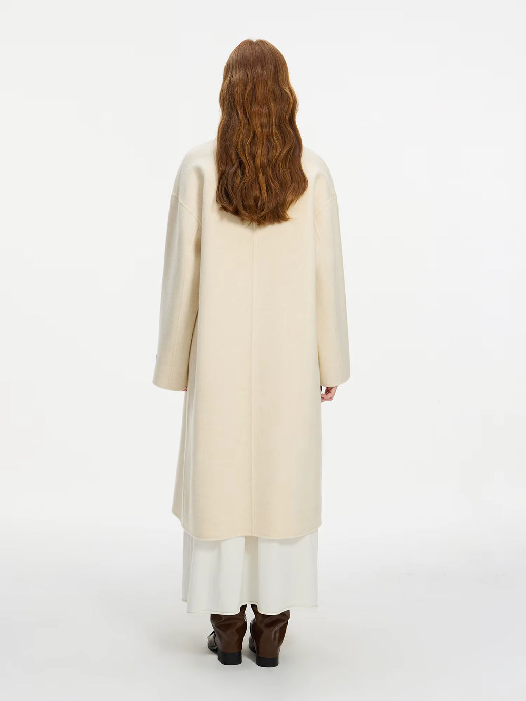 Wool 100% Double Breasted Stand Up Collar Double-sided Woolen Coat for Women's Autumn Winter 2025 New Woolen Coat