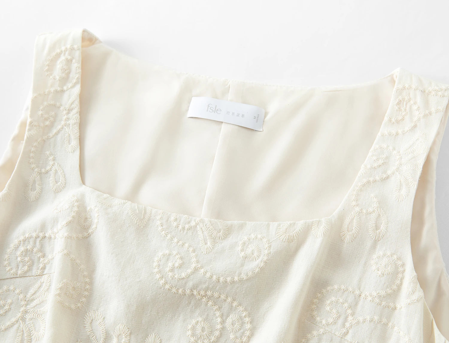 FSLE Elegant Sleeveless Square-neckline Embroidered Dress Women's Body-shaping Slimming New Summer 2025 Dresses