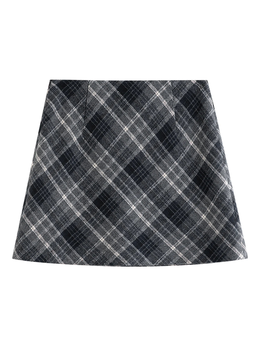 FSLE High Waist Retro Plaid Woolen Skirt Short Skirt Women 2025 Autumn and Winter New Mini A-line Skirt