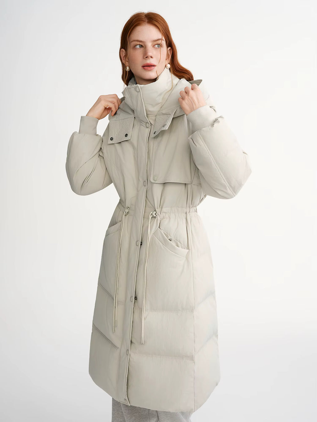2025 Plus Women's Long Puffer Coat Hooded Belted Waist Down Jacket Slim Fit Winter Warm Thermal Parka Trench Overcoat