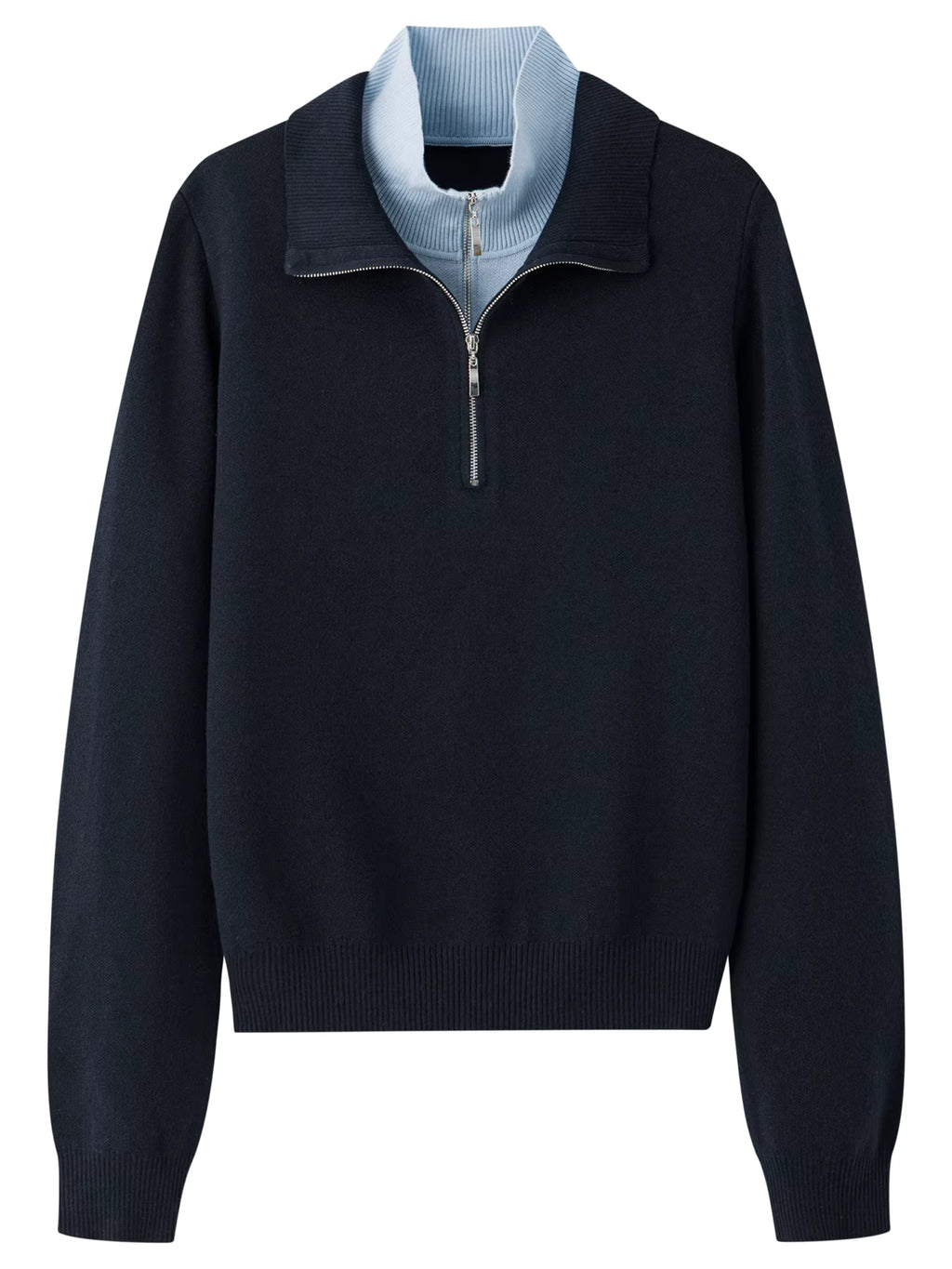 Color-Block Fake Two-Piece Women's Half-High Collar Knitwear 2025 Winter New Arrival, Versatile Color-Block Knit Pullover